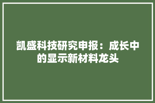 凯盛科技研究申报：成长中的显示新材料龙头
