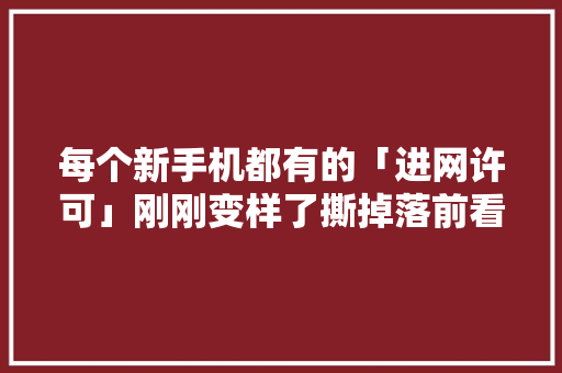 每个新手机都有的「进网许可」刚刚变样了撕掉落前看看它有什么用