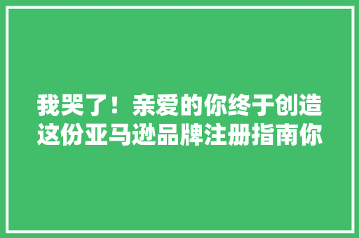 我哭了！亲爱的你终于创造这份亚马逊品牌注册指南你用这一招搞定跟卖、侵权