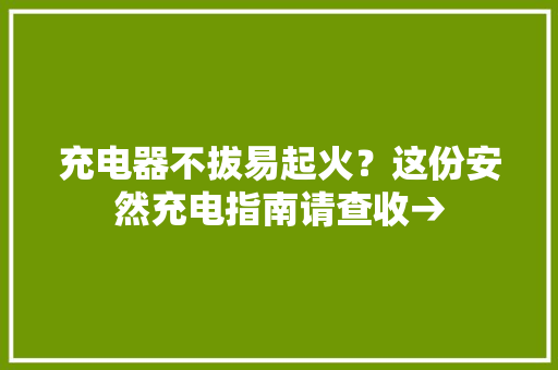 充电器不拔易起火？这份安然充电指南请查收→