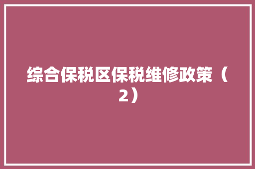 综合保税区保税维修政策（2）