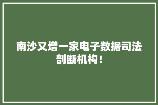 南沙又增一家电子数据司法剖断机构！