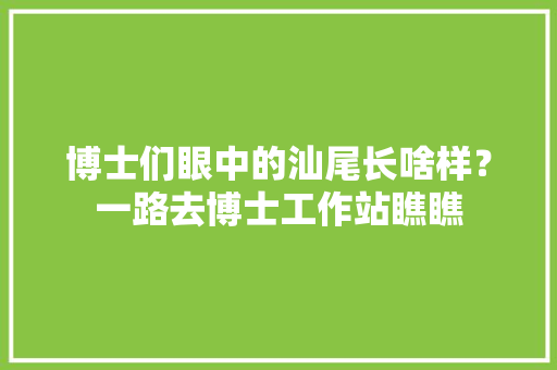 博士们眼中的汕尾长啥样？一路去博士工作站瞧瞧