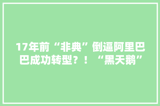 17年前“非典”倒逼阿里巴巴成功转型？！“黑天鹅”又袭小微企业若何破局？