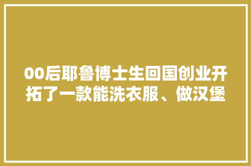 00后耶鲁博士生回国创业开拓了一款能洗衣服、做汉堡的人形机械人