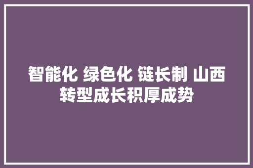 智能化 绿色化 链长制 山西转型成长积厚成势
