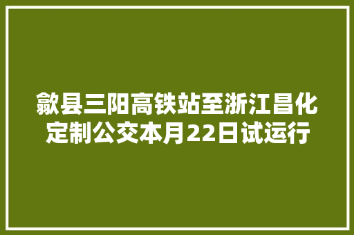 歙县三阳高铁站至浙江昌化定制公交本月22日试运行