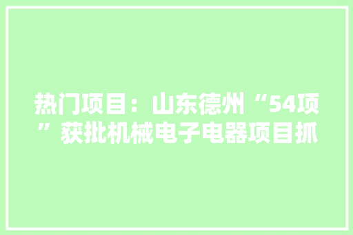 热门项目：山东德州“54项”获批机械电子电器项目抓住就是商机