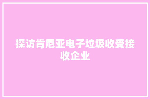 探访肯尼亚电子垃圾收受接收企业