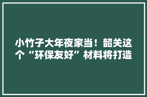 小竹子大年夜家当！韶关这个“环保友好”材料将打造成行业成长标杆