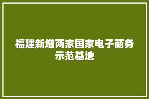 福建新增两家国家电子商务示范基地