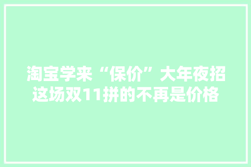 淘宝学来“保价”大年夜招这场双11拼的不再是价格
