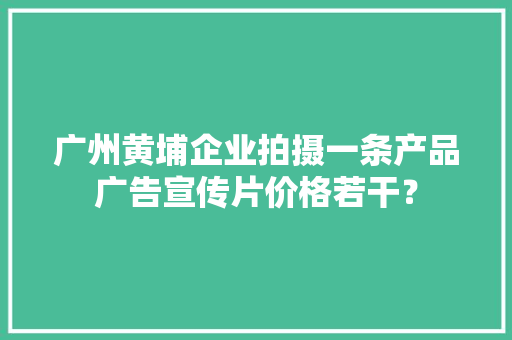 广州黄埔企业拍摄一条产品广告宣传片价格若干？