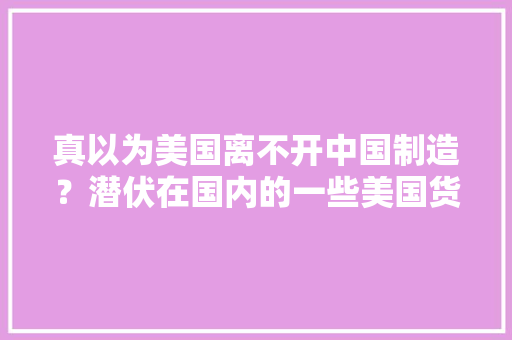 真以为美国离不开中国制造？潜伏在国内的一些美国货你知道吗？