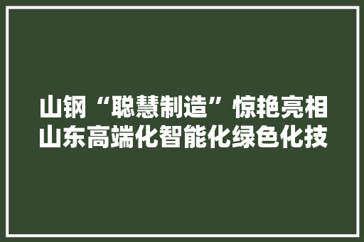 山钢“聪慧制造”惊艳亮相山东高端化智能化绿色化技改展洽会