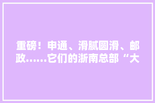 重磅！申通、滑腻圆滑、邮政……它们的浙南总部“大年夜本营”落户龙湾了！