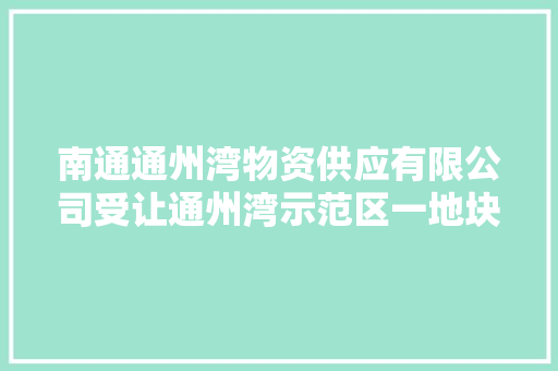 南通通州湾物资供应有限公司受让通州湾示范区一地块成交价 3438.4650 万元