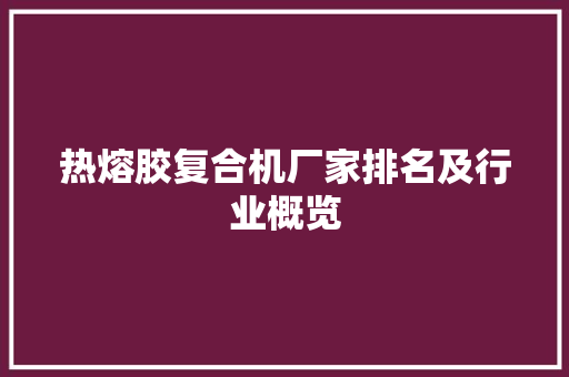 热熔胶复合机厂家排名及行业概览
