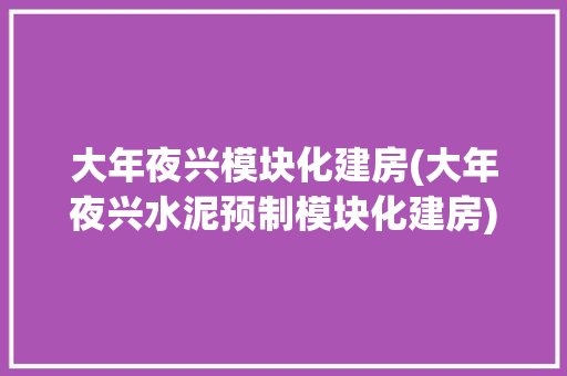 大年夜兴模块化建房(大年夜兴水泥预制模块化建房)
