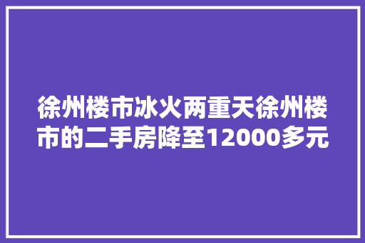 徐州楼市冰火两重天徐州楼市的二手房降至12000多元