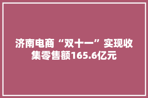 济南电商“双十一”实现收集零售额165.6亿元