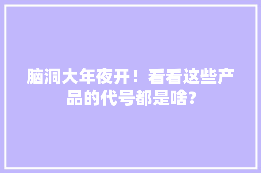脑洞大年夜开！看看这些产品的代号都是啥？