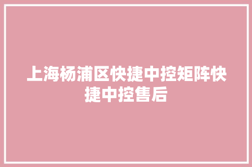 上海杨浦区快捷中控矩阵快捷中控售后
