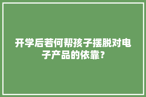 开学后若何帮孩子摆脱对电子产品的依靠？