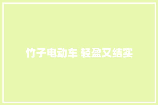 竹子电动车 轻盈又结实