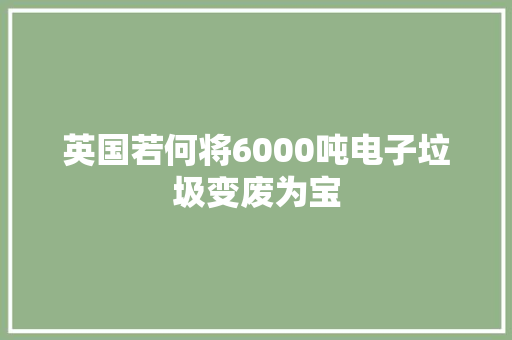英国若何将6000吨电子垃圾变废为宝