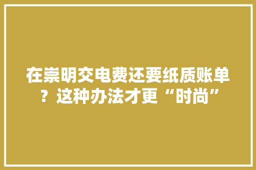 在崇明交电费还要纸质账单？这种办法才更“时尚”