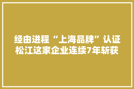 经由进程“上海品牌”认证松江这家企业连续7年斩获箱包类品牌第一