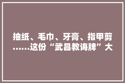 抽纸、毛巾、牙膏、指甲剪……这份“武昌教诲牌”大年夜礼包太暖心了