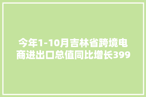 今年1-10月吉林省跨境电商进出口总值同比增长399.3%！跨境电商进出口主要商品都有啥？谜底来了
