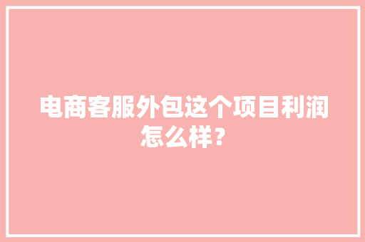 电商客服外包这个项目利润怎么样？