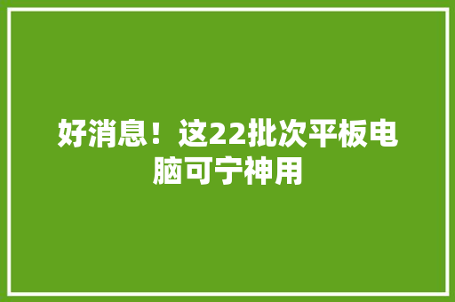 好消息！这22批次平板电脑可宁神用