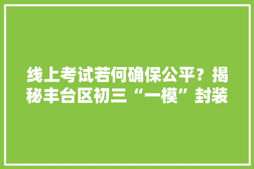 线上考试若何确保公平？揭秘丰台区初三“一模”封装监考全流程