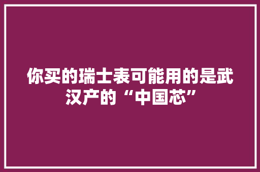 你买的瑞士表可能用的是武汉产的“中国芯”