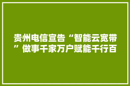 贵州电信宣告“智能云宽带”做事千家万户赋能千行百业