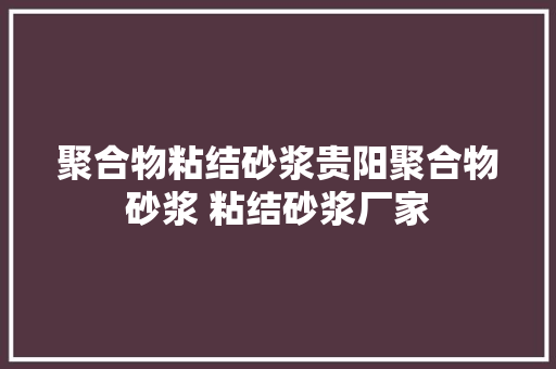 聚合物粘结砂浆贵阳聚合物砂浆 粘结砂浆厂家