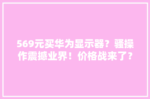 569元买华为显示器？骚操作震撼业界！价格战来了？