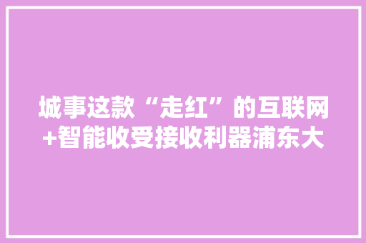 城事这款“走红”的互联网+智能收受接收利器浦东大年夜学生原创！