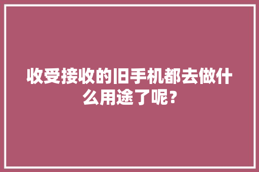 收受接收的旧手机都去做什么用途了呢？