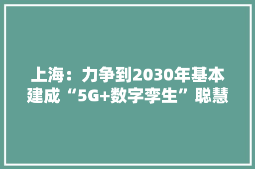上海：力争到2030年基本建成“5G+数字孪生”聪慧航空枢纽