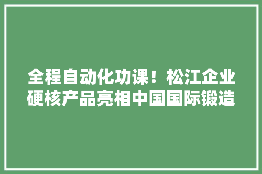 全程自动化功课！松江企业硬核产品亮相中国国际锻造博览会