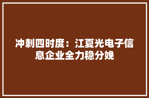 冲刺四时度：江夏光电子信息企业全力稳分娩