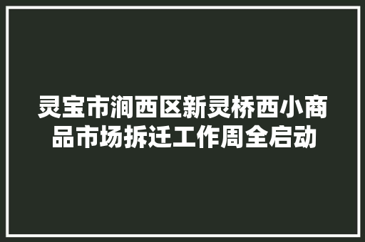灵宝市涧西区新灵桥西小商品市场拆迁工作周全启动