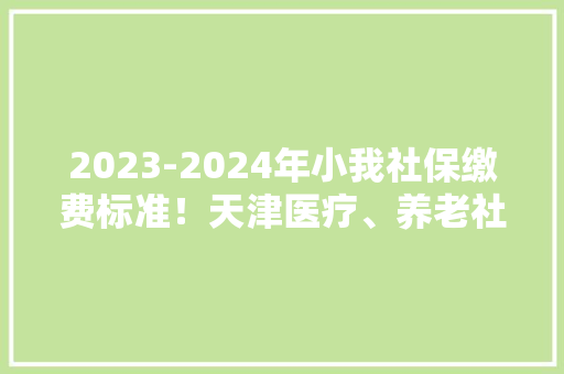 2023-2024年小我社保缴费标准！天津医疗、养老社保最低缴费明细