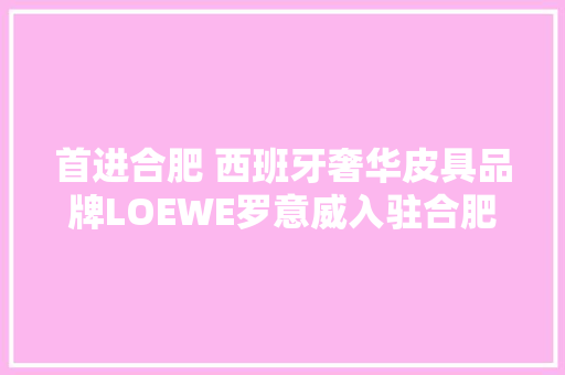 首进合肥 西班牙奢华皮具品牌LOEWE罗意威入驻合肥银泰中央