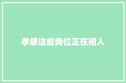 孝感这些岗位正在招人